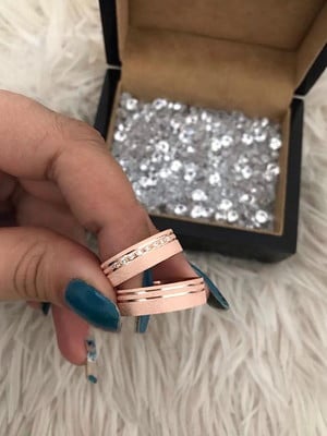 Alianças 6mm 8 pedras (prata950) banhadas em ouro rose