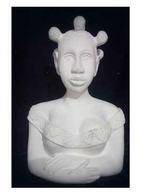 Escultura namoradeira negra 2 em gesso cru para pintar