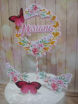 Arquivo topo floral com borboleta circulo