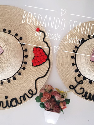 Chapéu de praia mãe e filha personalizado