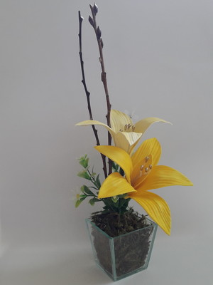 Arranjo de flores - orquídeas e lírios