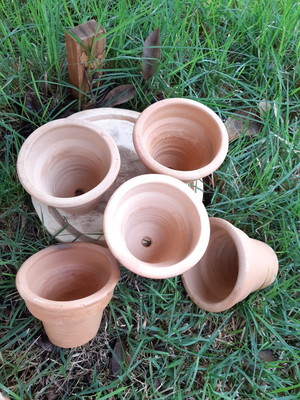 5 vasos pote de barro rustico para cactos suculentas 9x9cm
