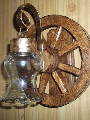 Arandela rústica roda de 30cm com 1 bocal e vidro