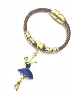 Pulseira feminina couro bailarina balé