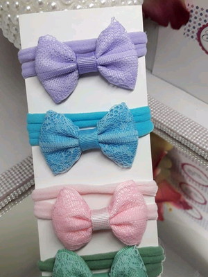 Faixas para bebê rn kit com 4 laços de renda