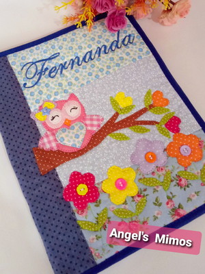 Capa de caderno coruja azul