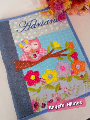 Capa de caderno coruja azul