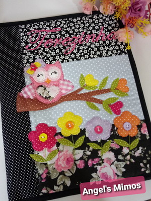Capa de caderno coruja preto
