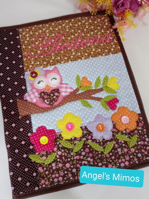 Capa de caderno coruja cinza