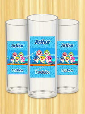 Adesivo copo long drink baby shark