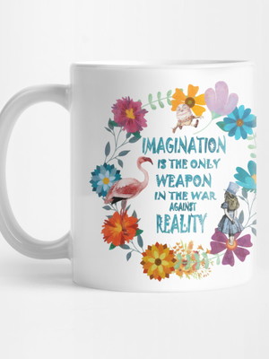 Caneca alice in wonderland floral imagination quote