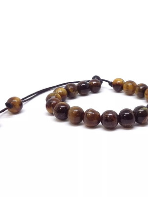 Pulseira macramê em pedras naturais olho de tigre 8mm