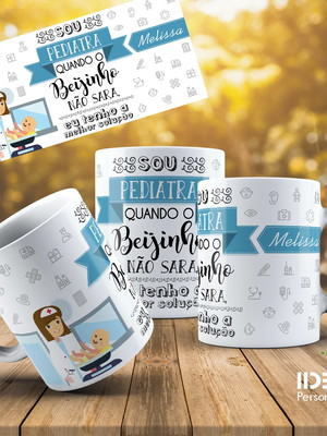 Caneca profissão pediatra, com seu nome