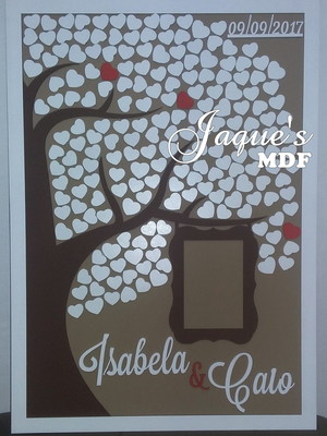 Quadro para casamento 200 assinaturas árvore com foto