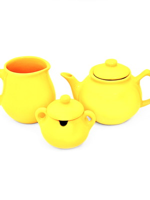 Jogo de chá porcelana amarelo