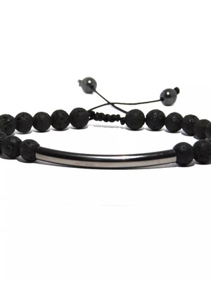 Pulseira em pedras naturais ônix matte entremeio