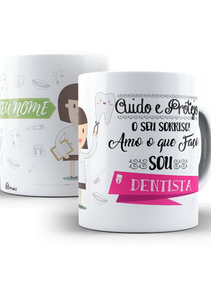 Caneca dentista personalizada com seu nome