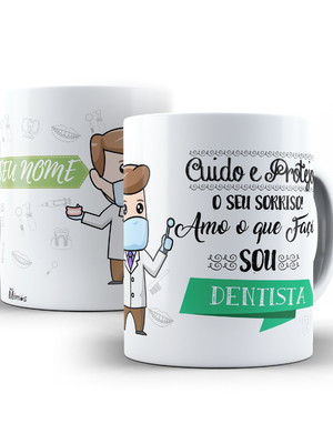 Caneca dentista personalizada com seu nome