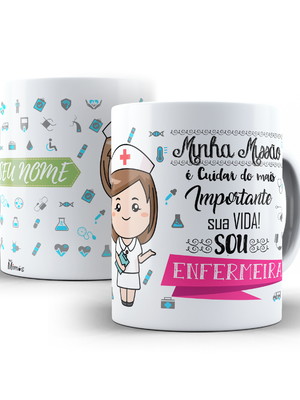 Caneca enfermeira personalizada com seu nome