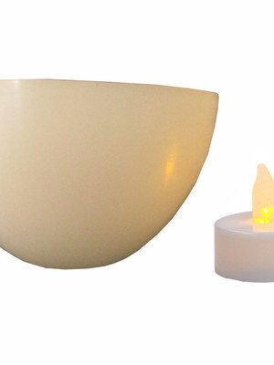 Vela de led + luminária em parafina meia bola fundo chato