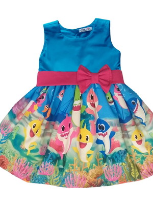 Vestido baby shark personagem festa juvenil