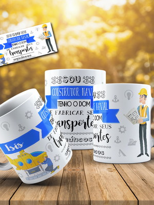 Caneca profissão construtor naval, com seu nome