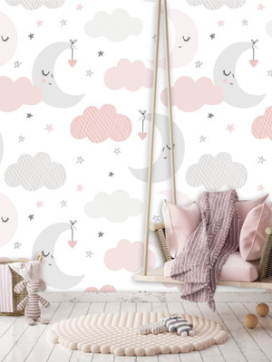Papel de parede baby nuvens com lua 250