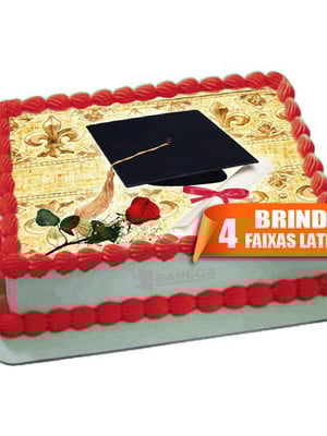 Papel arroz diploma formatura + brinde faixas laterais
