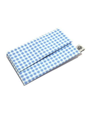 Mini porta moedas - azul quadriculado 2