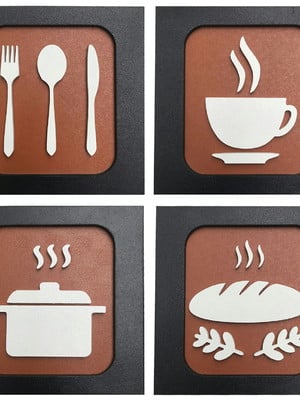 Kit 3 quadros decorativos para cozinha 40x40cm mdf