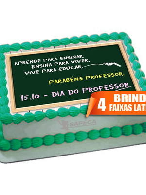 Papel arroz dia do professor + brinde faixas laterais