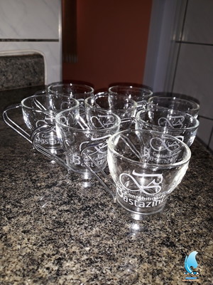Xícara de vidro 220ml sem pires jateada