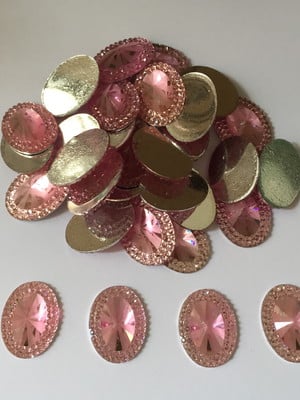 Chaton oval tipo strass rosa 15mmx20mm 20 unidades