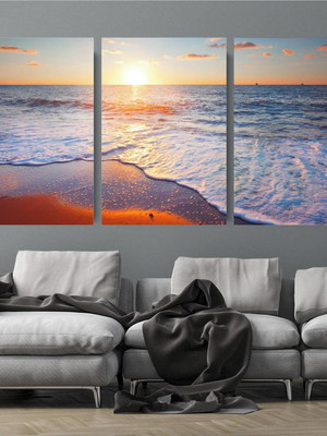 Quadros decorativos em mdf - praia mar pôr do sol paisagem
