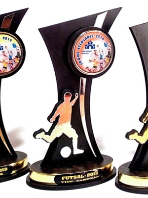 Troféus personalizados. ouro, prata e bronze.