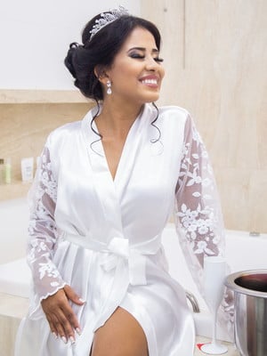 1 robe noiva manga de renda + 4 robes manga curta