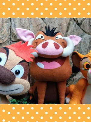 Rei leão - kit 2 - simba 3d, timão e pumba