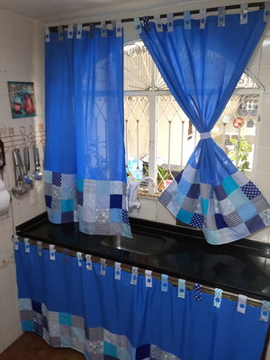 Cortina em patchwork