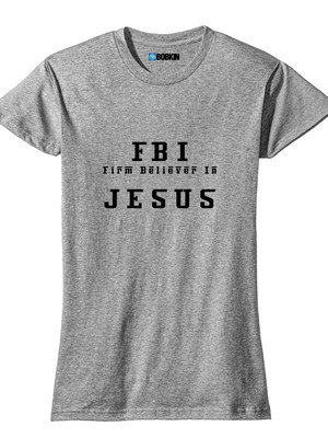 Baby look feminina fbi firme em jesus believe fé
