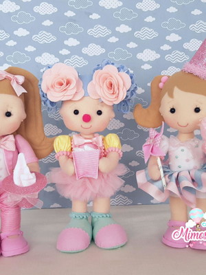 Kit palhacinhas circo rosa de feltro