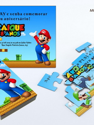 Convite quebra cabeça - super mario bros