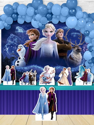 Kit festa diamante frozen 2 com painel display chão e mesa