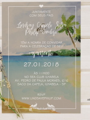 A78: convite de casamento praia coqueiros