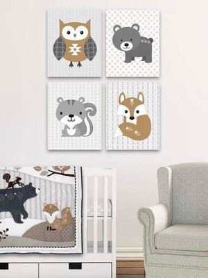 Kit quadro bichinhos patchwork