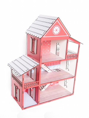 Casinha de boneca em mdf colorido decorada presente