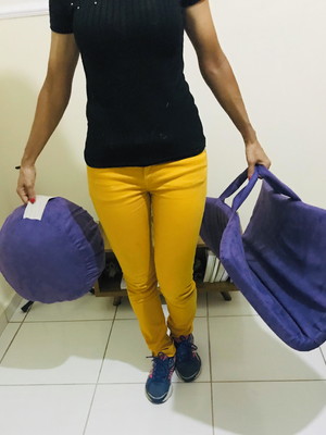 Kit com zafu e zabutom para yoga e meditação com alça