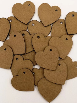 Apliques pacote 100 unidades coração 5x5cm c furo mdf maq3d