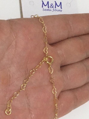 Chocker elo coração banhado ouro 18k