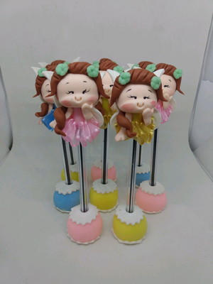 Canetas fadas em biscuit
