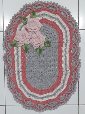 Kit com 2 unidades - tapete com aplicação de flores